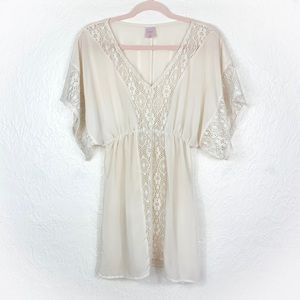 🦖Small Ivory Boho Swimsuit Cover Up Lace Top